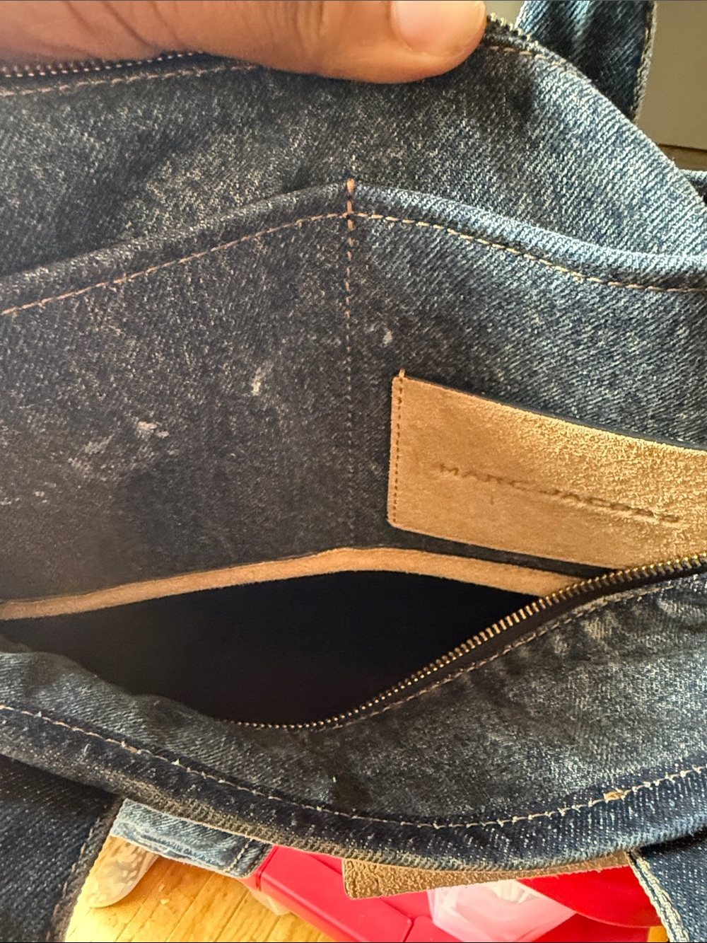 Marc Jacobs Denim Messenger Bag with Tan Accents Used - Picture 7 of 11
